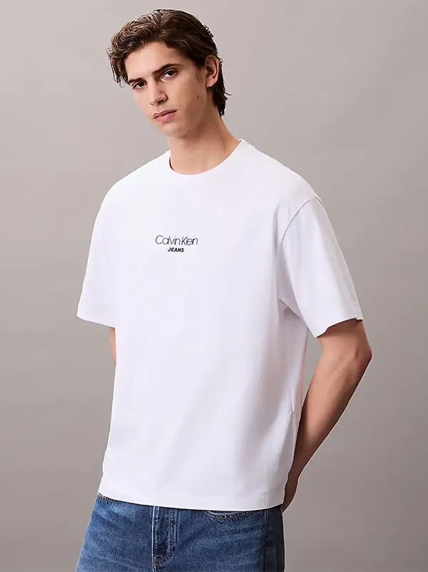Calvin Klein SS 16S RLXD FIT CKJ GRAPHIC TEE Beyaz Erkek Tişört