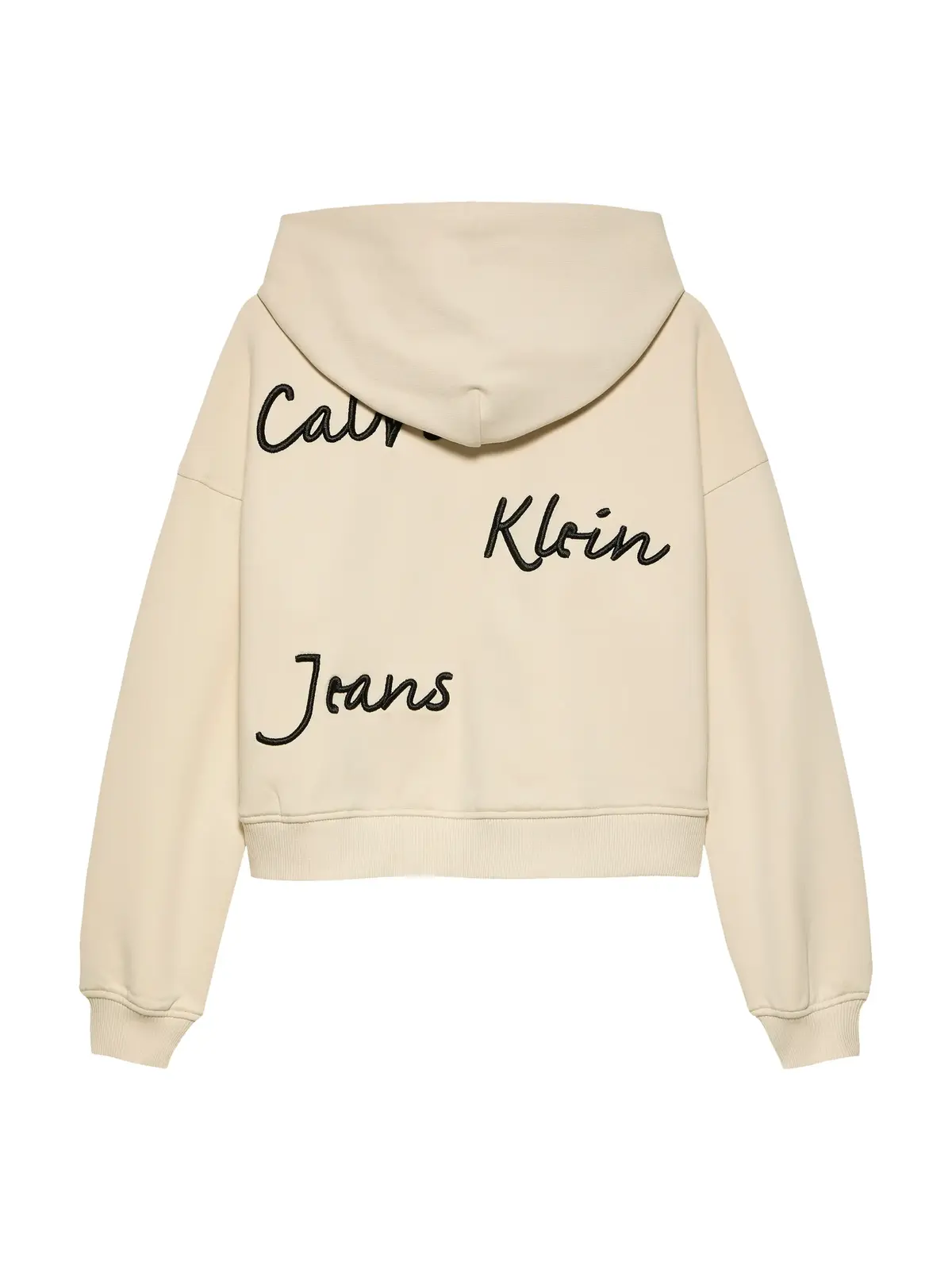 Calvin Klein HANDWRITING LOGO HOO Bej Çocuk Kapüşonlu Sweatshirt