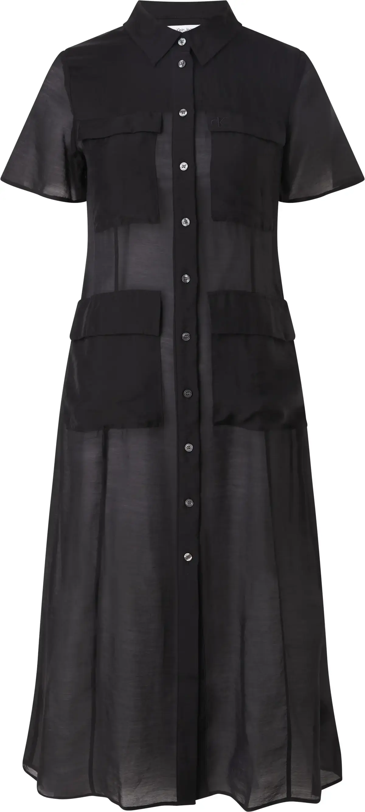 Calvin Klein SHEER SHORT SLEEVE D Kadın Siyah Elbise