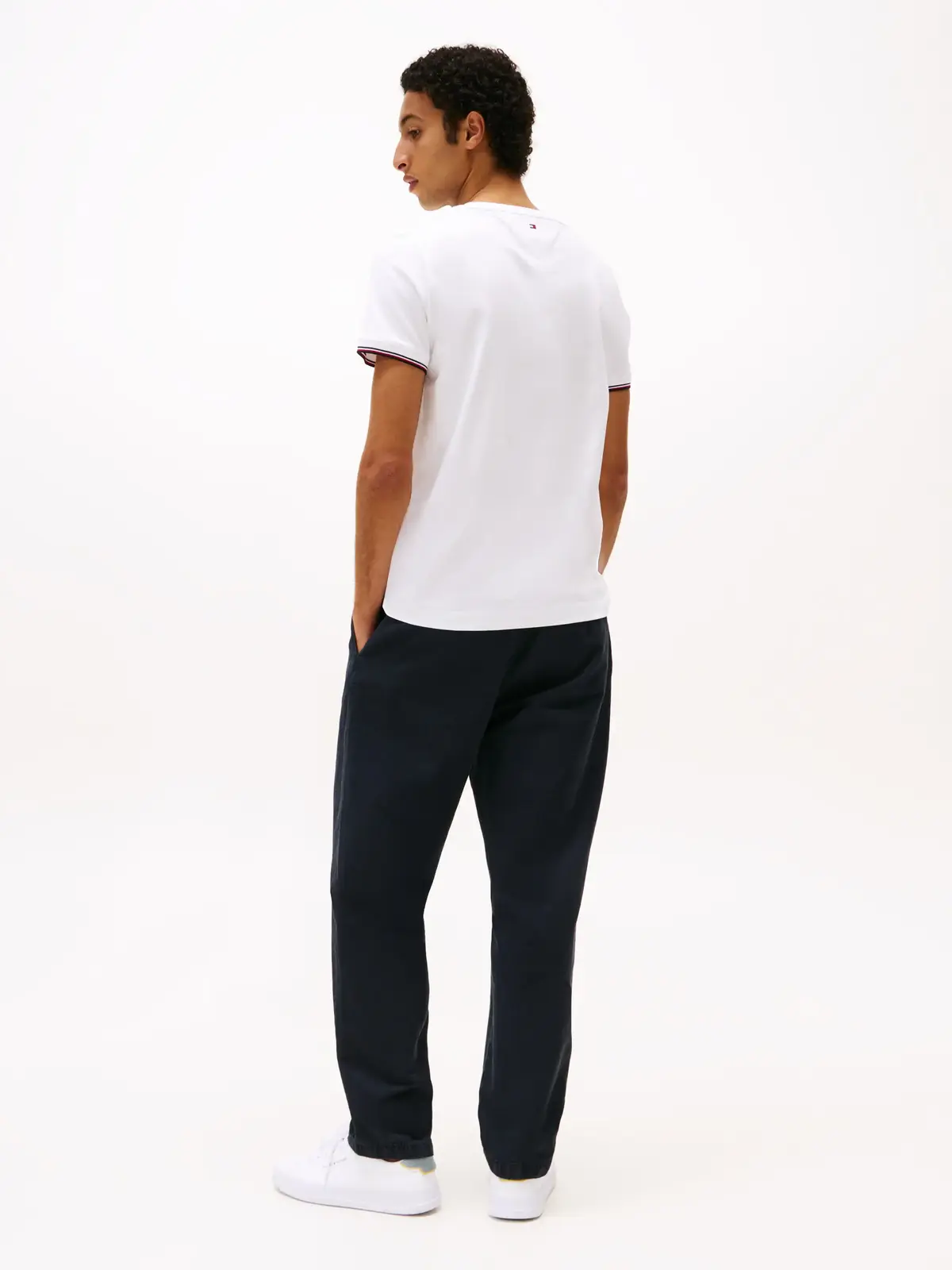 Tommy Hilfiger TOMMY LOGO TIPPED TE, YBR Beyaz Erkek T-Shirt & Polo