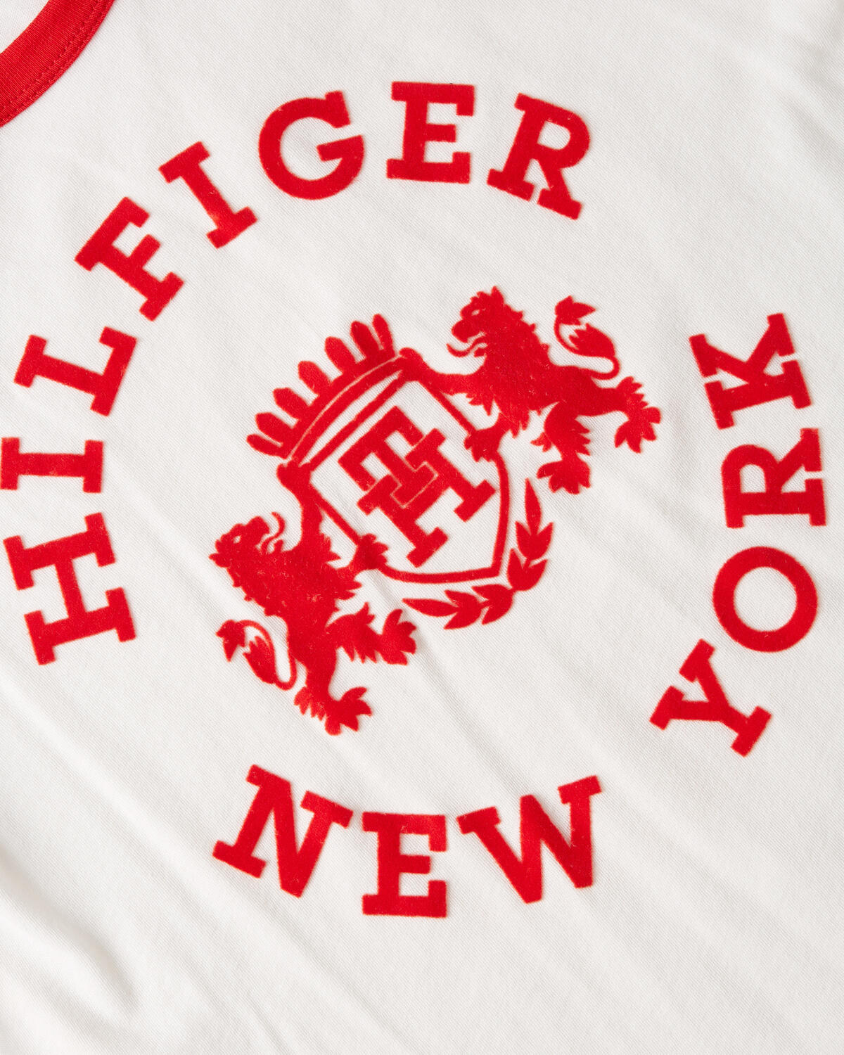 Tommy Hilfiger REG VARSITY FLOCK C- Kadın Krem T-Shirt