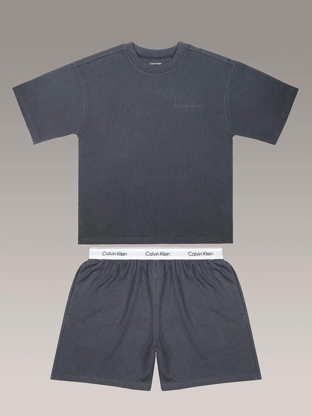 Calvin Klein SS TEE SHORT SET Gri Erkek Eşofman Takımı