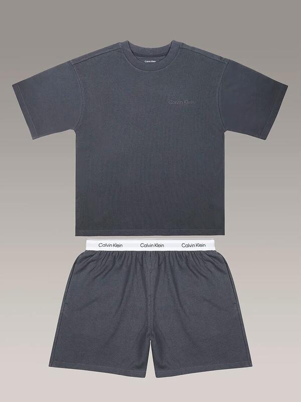 Calvin Klein SS TEE SHORT SET Gri Erkek Eşofman Takımı
