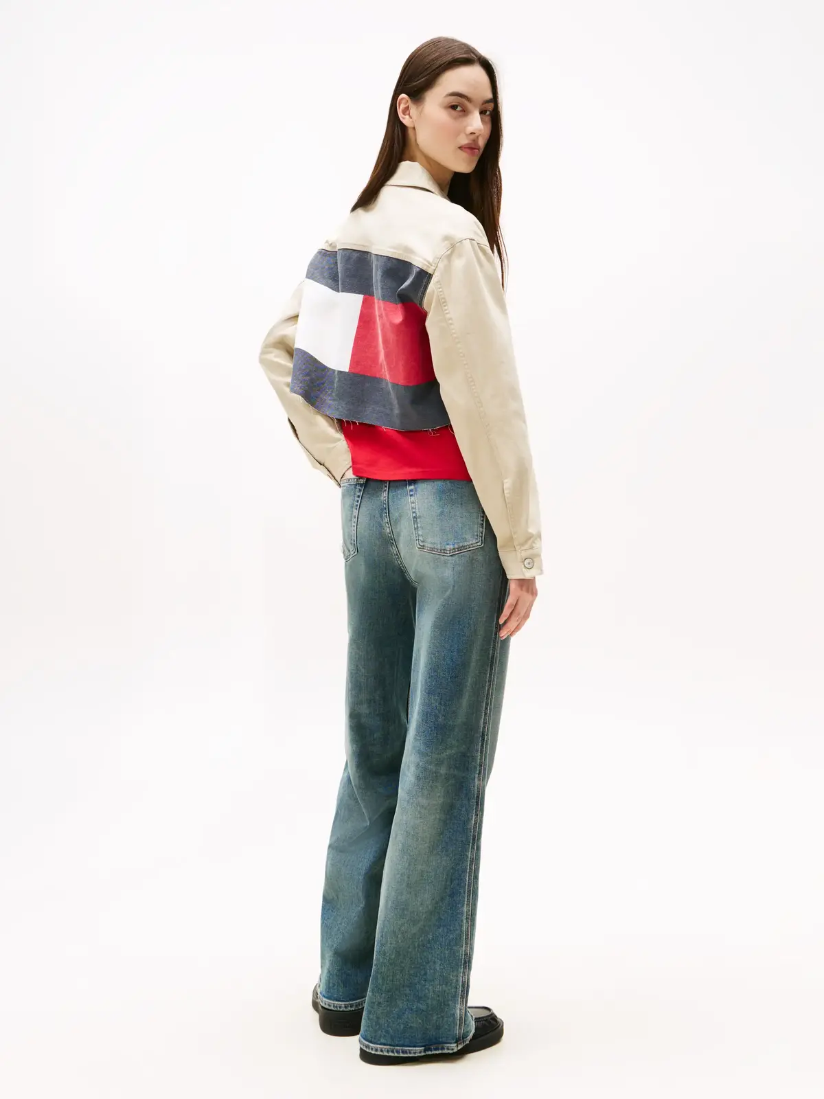 Tommy Hilfiger TJW FLAG TRUCKER JAC, RBV Bej Kadın Kot Ceket