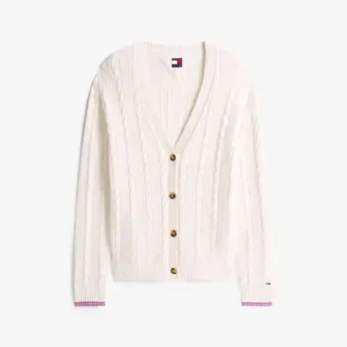 Tommy Hilfiger TJW CABLE CARDIGAN, YBH Krem Kadın Kazak