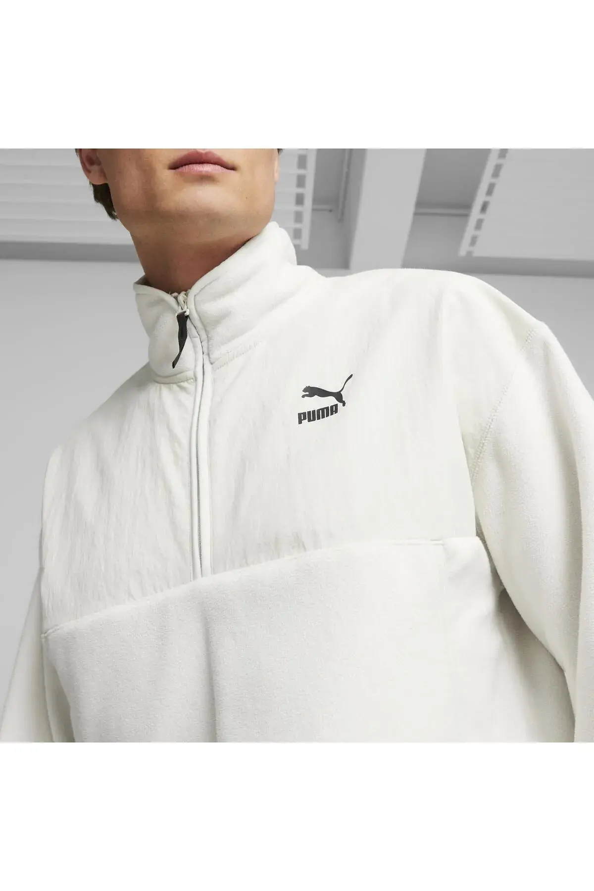 Puma CLASSICS UTILITY Polar Fleece Half-Zip Gri Erkek Yarım Fermuarlı Sweatshirt