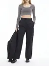 Calvin Klein CRINKLE NYLON TIE TA Kadın Siyah Geniş Paça Pantolon