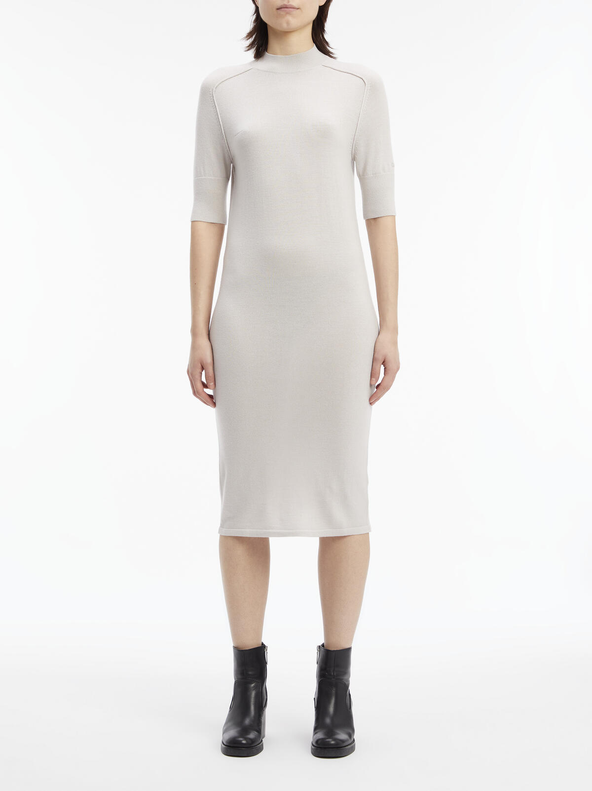 Calvin Klein EXTRA FINE WOOL 1/2 Kadın Krem Elbise