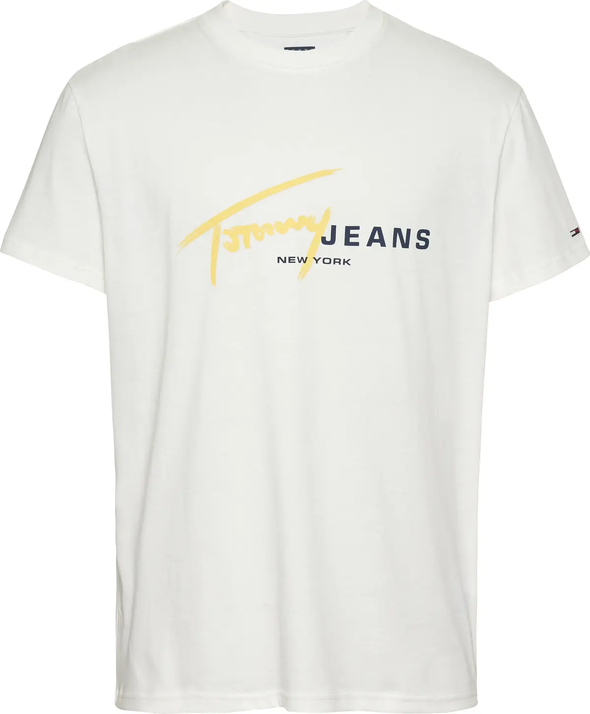 Tommy Hilfiger TJM REG SIGNTR DNA T, YBL Beyaz Erkek T-Shirt & Polo