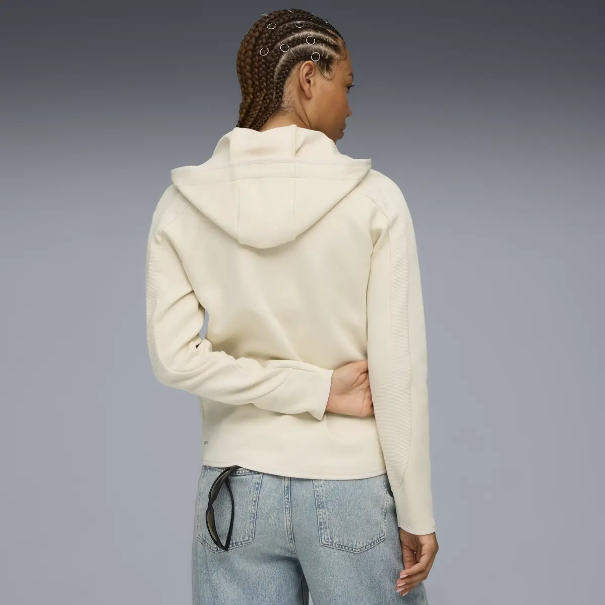 PUMA EVOSTRIPE Full-Zip Hoodie Krem Kadın Sweatshirt