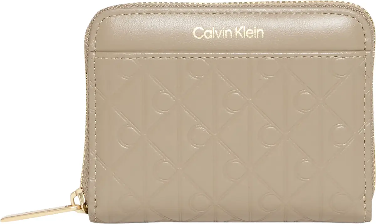 Calvin Klein EMBLEM AOP EMBOSSED ZIP AROUND Kadın Bej Cüzdan