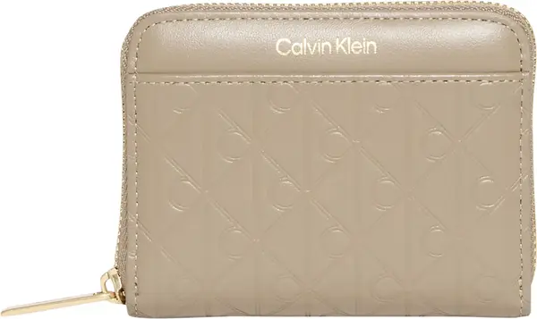 Calvin Klein EMBLEM AOP EMBOSSED ZIP AROUND Kadın Bej Cüzdan