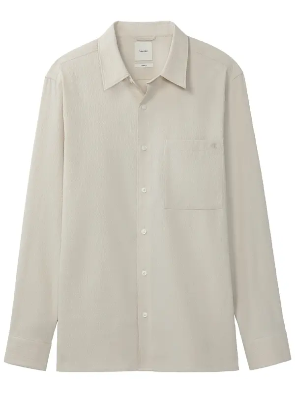 Calvin Klein LS SOLID SEERSUCKER, 2JX Bej Erkek Gömlek