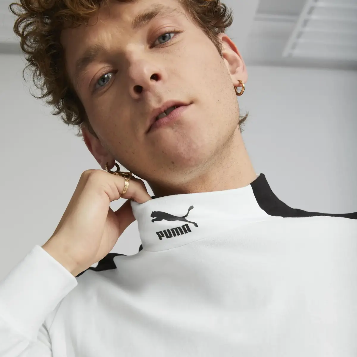 Puma T7 Mock Neck Beyaz Erkek Sweatshirt