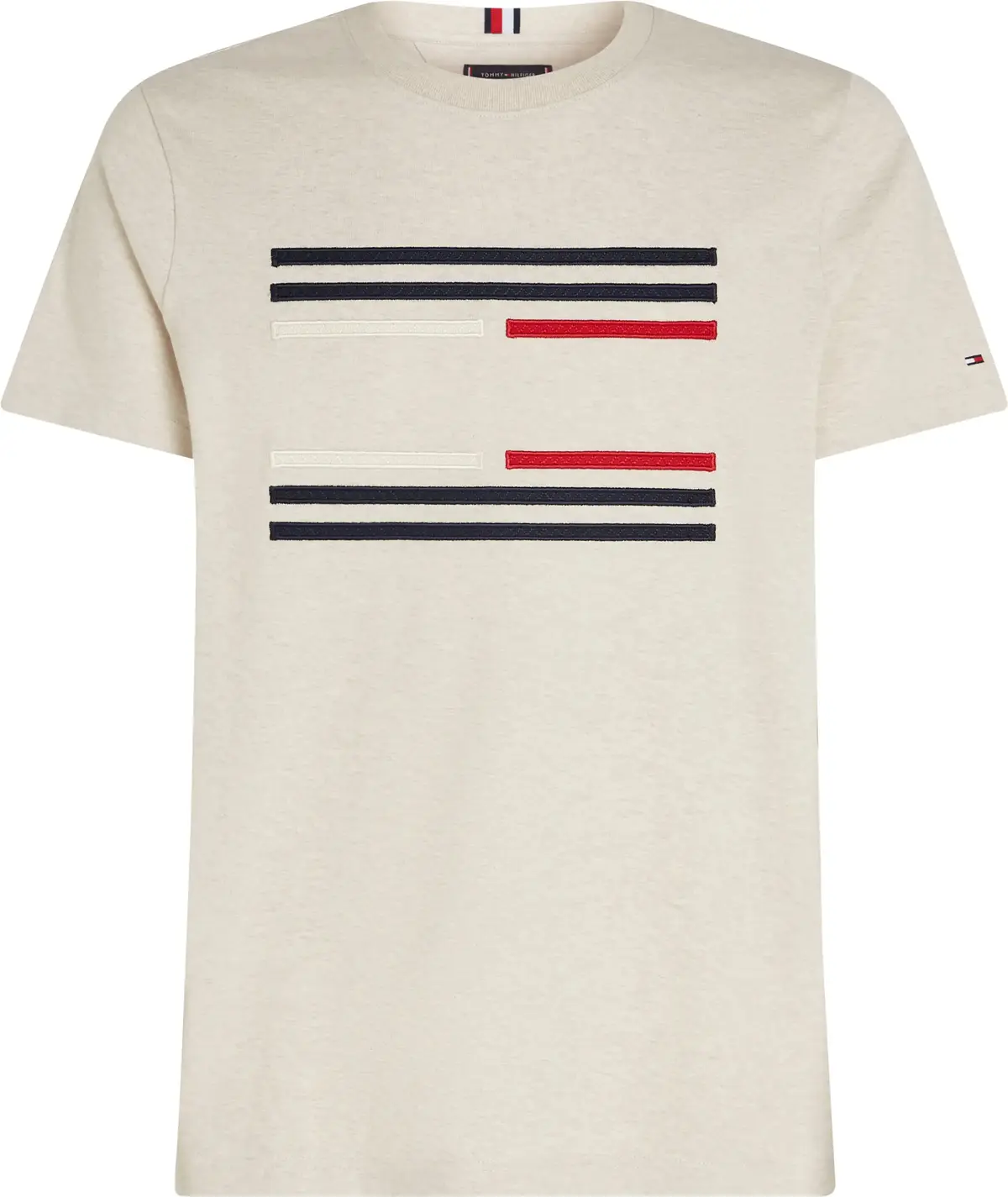 Tommy Hilfiger GROSSGRAIN FLAG TEE Erkek Bej T-Shirt