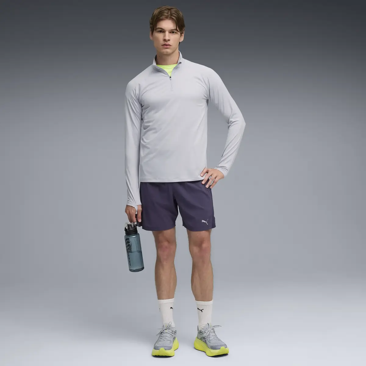 PUMA RUN VELOTY CLDSPN 1/4 ZIP M Gri Erkek Sweatshirt