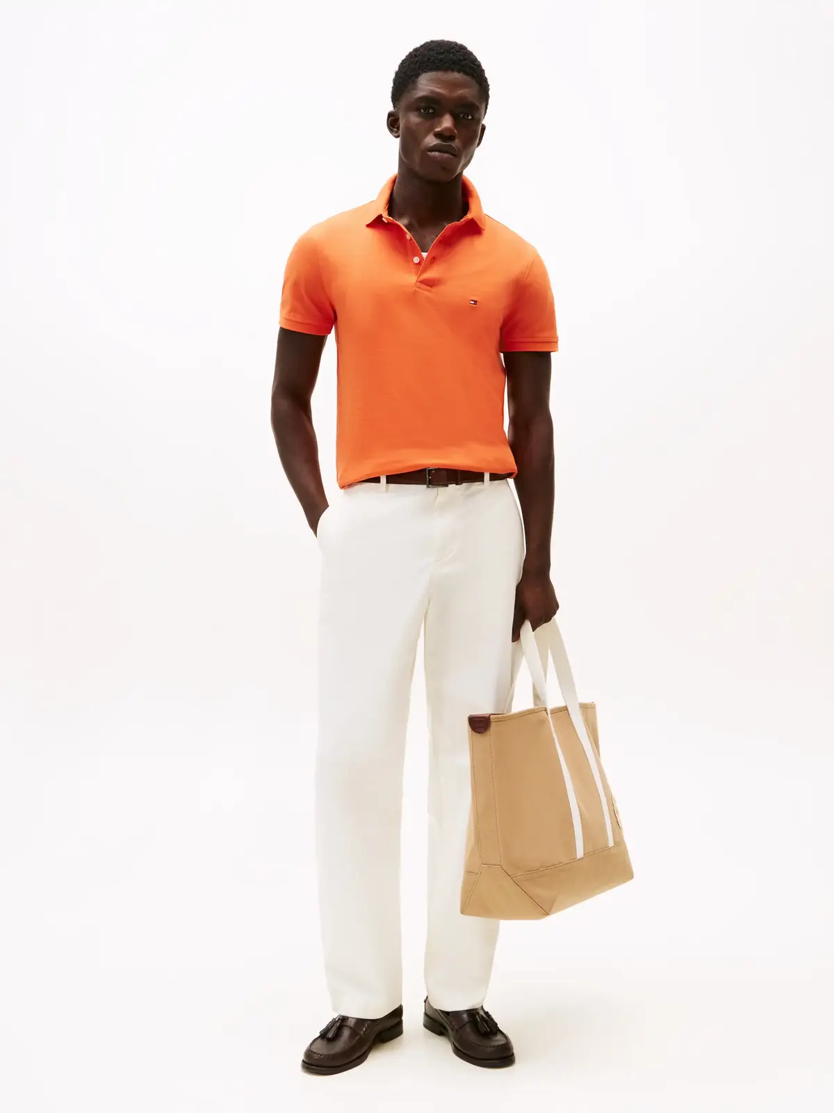 Tommy Hilfiger 1985 SLIM POLO, SCX Turuncu Erkek T-Shirt & Polo