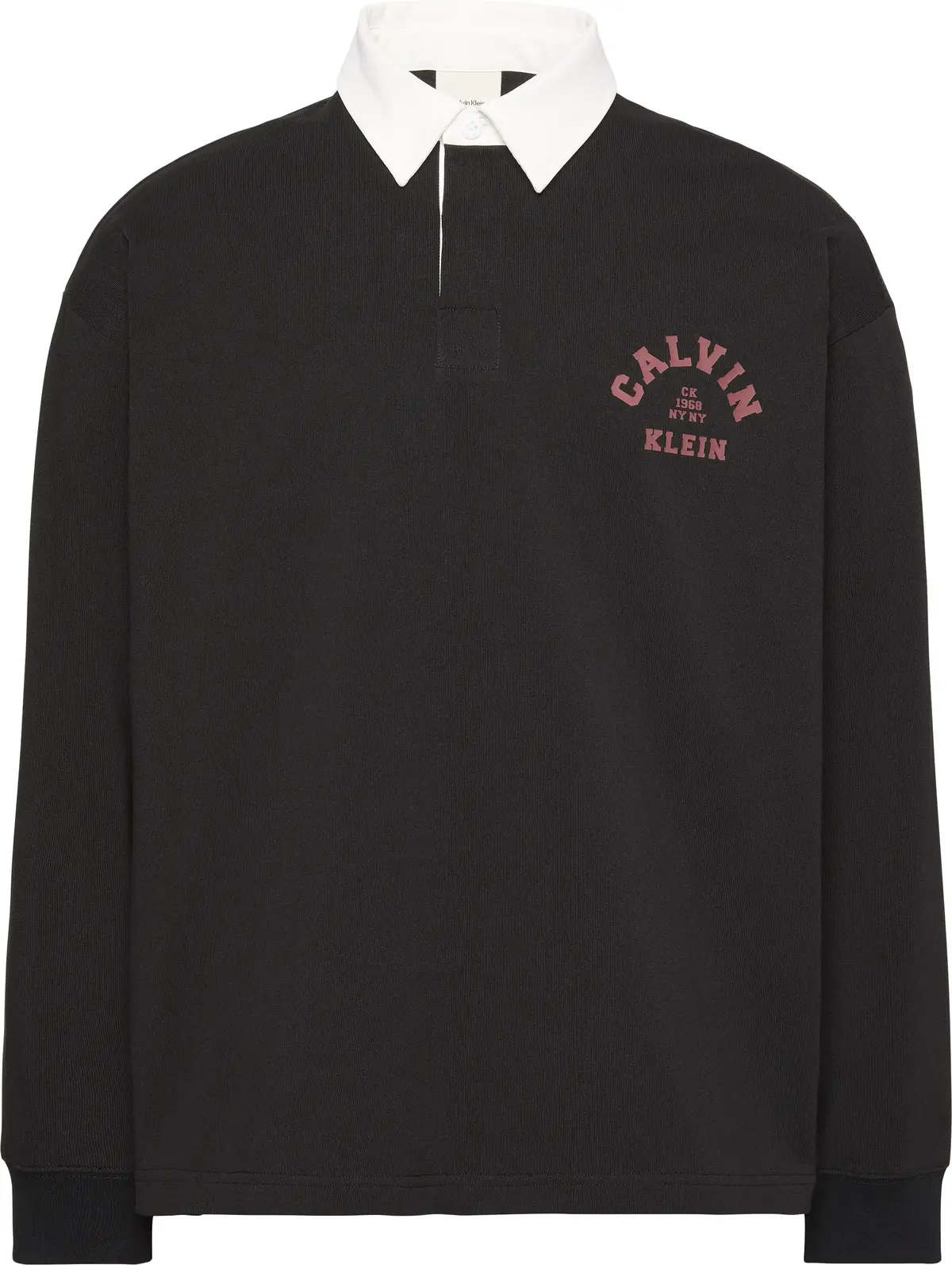 Calvin Klein COMPACT RUGBY LS POLO Erkek Siyah Polo Sweatshirt