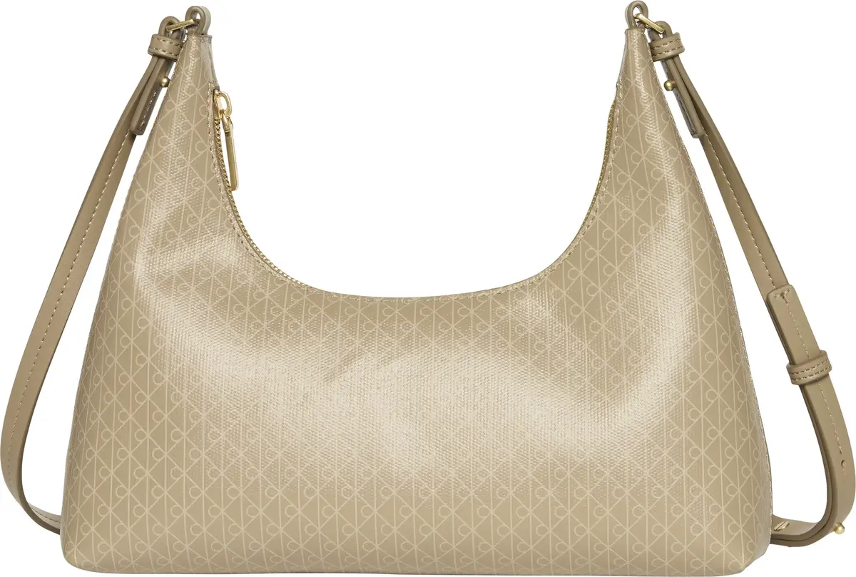Calvin Klein EMBLEM AOP CONV SHOULDER BAG Kadın Bej El Çanta