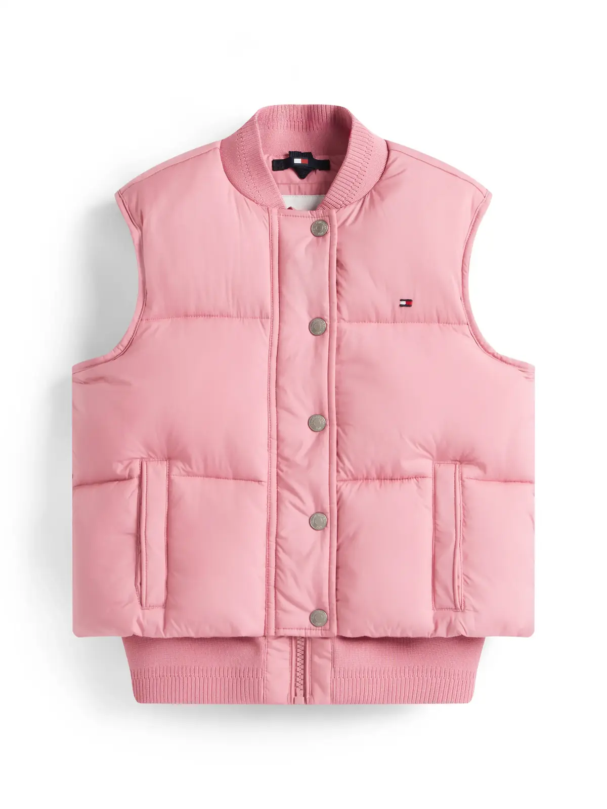 Tommy Hilfiger Branded Puffer Pembe Kız Çocuk Yelek