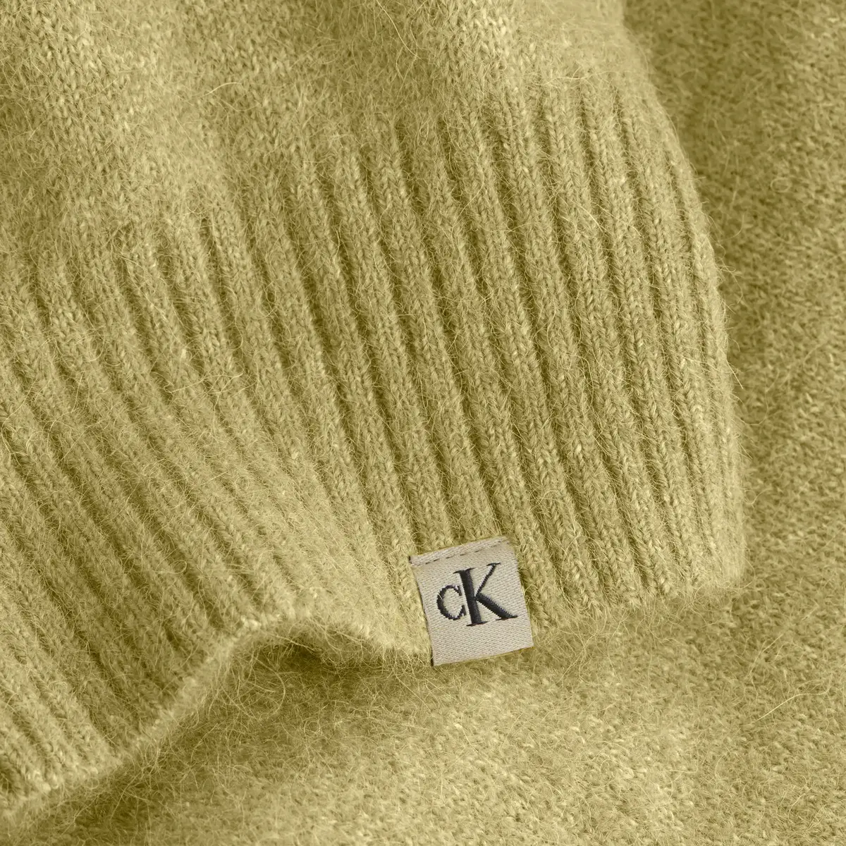 Calvin Klein FLUFFY YARN V-NECK S Kadın Yeşil Kazak