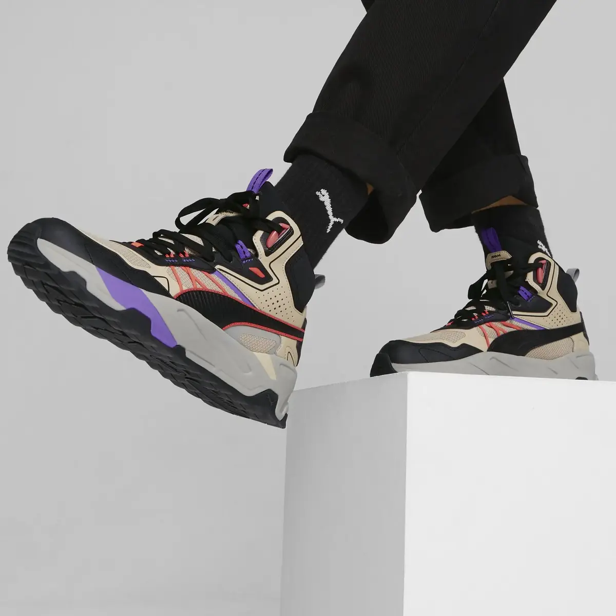 Puma Trinity Mid Hybrid Bej Erkek Günlük Spor Ayakkabı