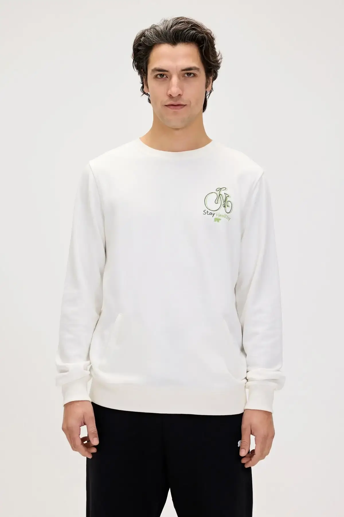 BAD BEAR RUNWAY CREWNECK Erkek Beyaz Sweatshirt