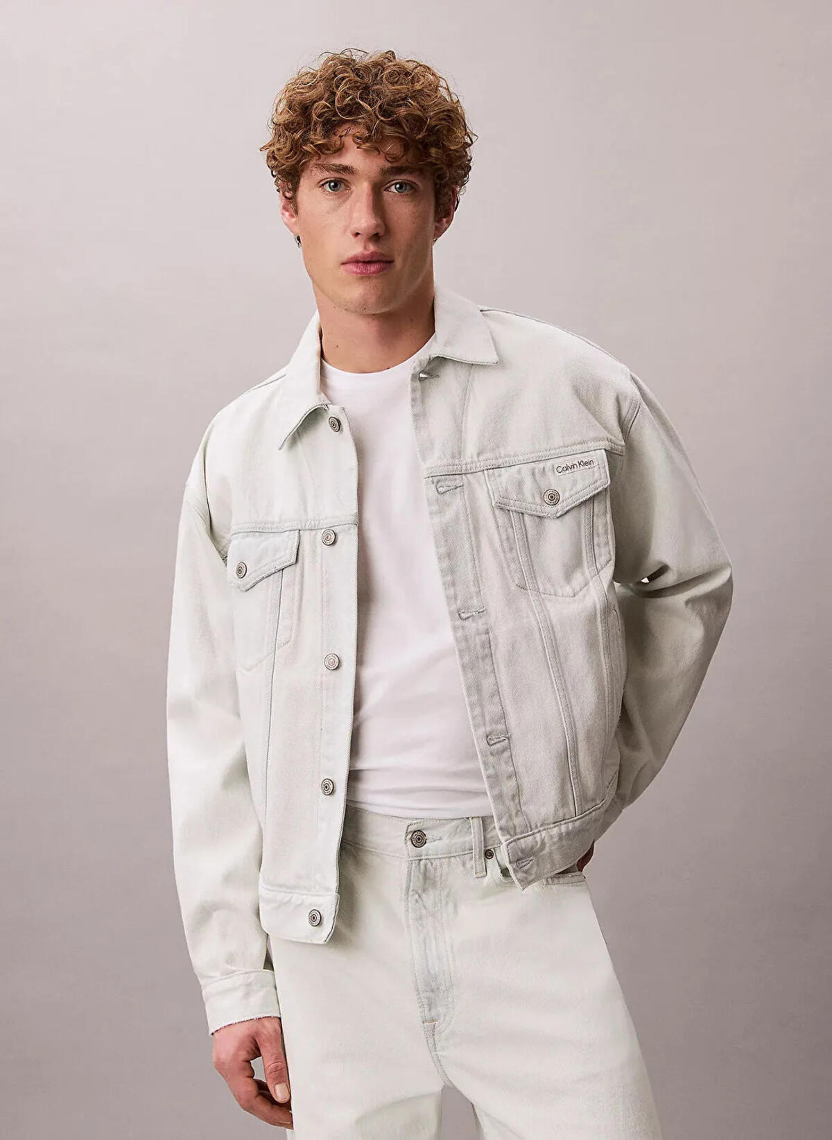 Calvin Klein 90S BLEACHOUT 205 TR, VOL, S Açık Mavi Erkek Kot Ceket