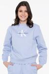 Calvin Klein LS MONOLOGO FRENCH TERRY RLXD CN Mavi Kadın Sweatshirt