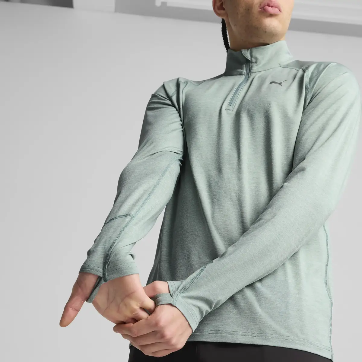 Puma RUN VELOTY CLDSPN 1/4 ZIP M Yeşil Erkek T-Shirt