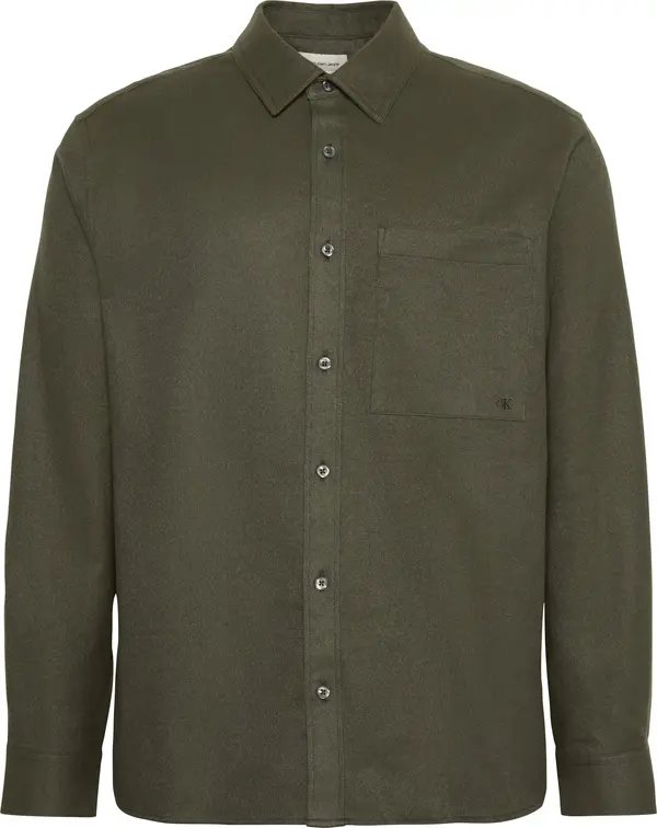 Calvin Klein LS MELANGE FLANNEL EASY SHIRT Erkek Kahverengi Gömlek