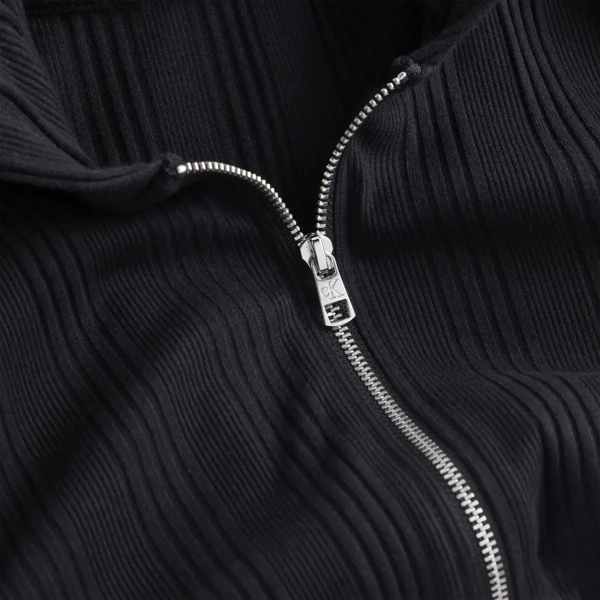 Calvin Klein VARIEGATED RIB ZIPPE Kadın Siyah Fermuarlı Ceket