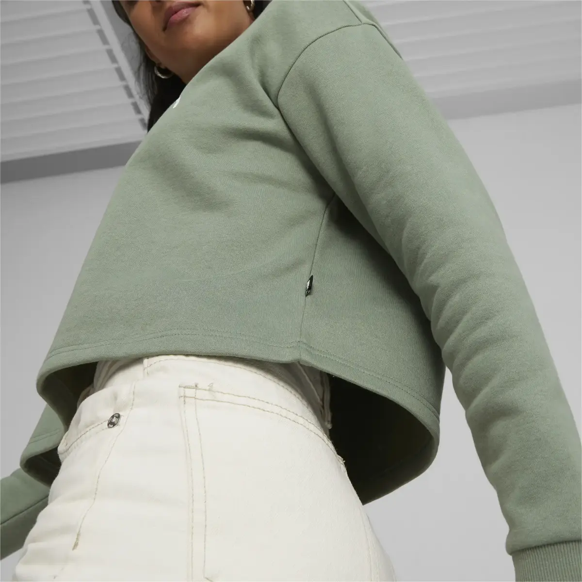 Puma Ess Cropped Logo Hoodie Fl Eucalyptus Yeşil Kadın Hoodie