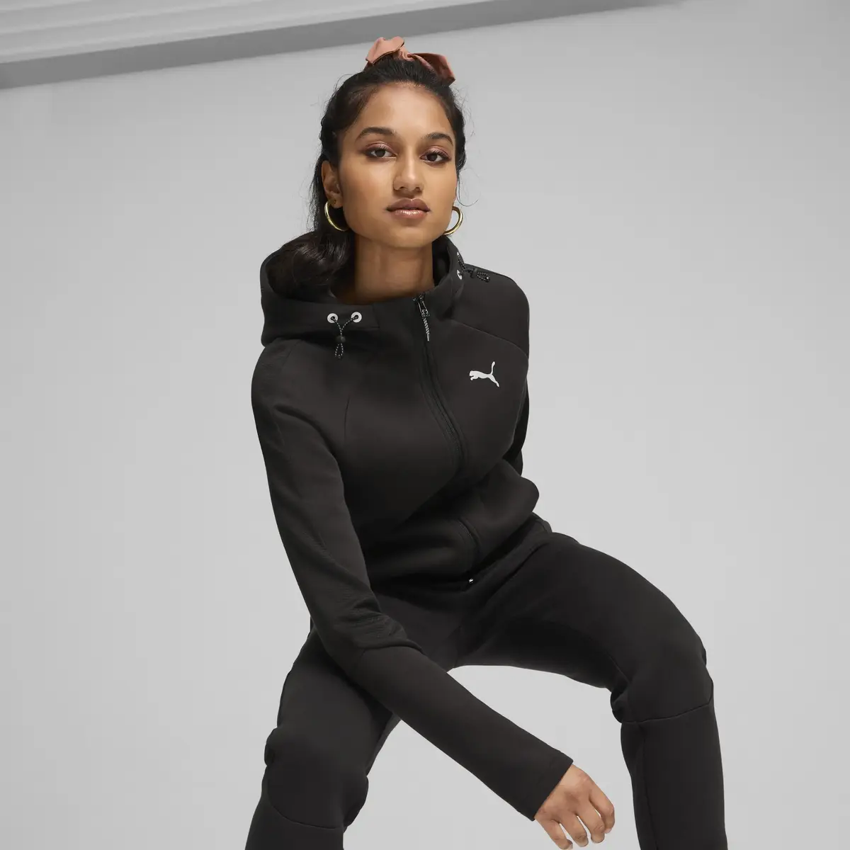 Puma EVOSTRIPE Full-Zip Hoodie Siyah Kadın Sweatshirt