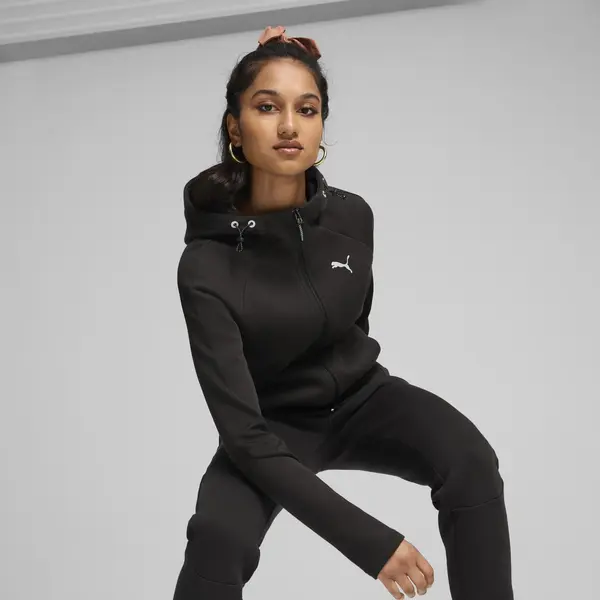 Puma EVOSTRIPE Full-Zip Hoodie Siyah Kadın Sweatshirt