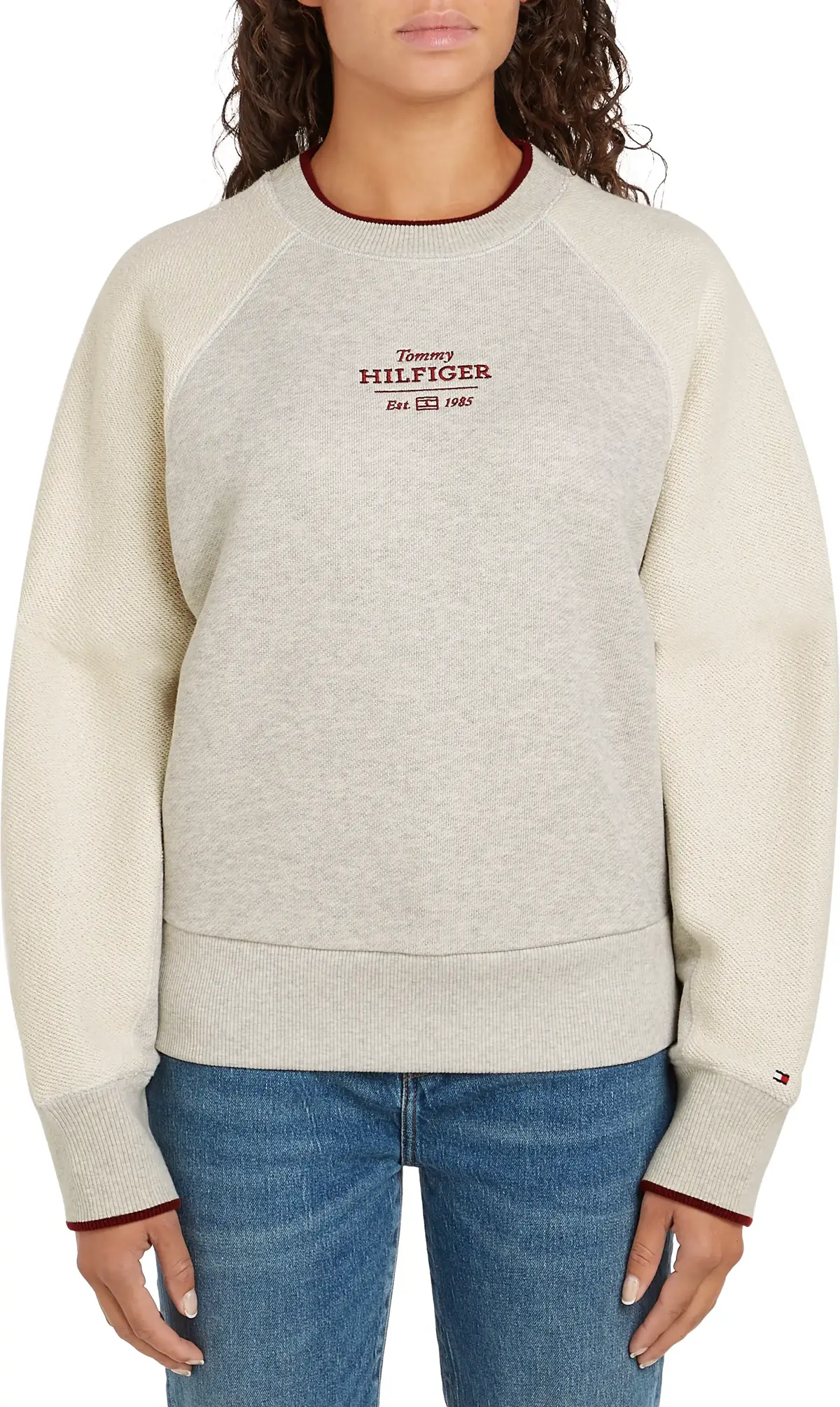 Tommy Hilfiger REG TEXTURE MONOTYPE, 01T Gri Kadın Sweatshirt