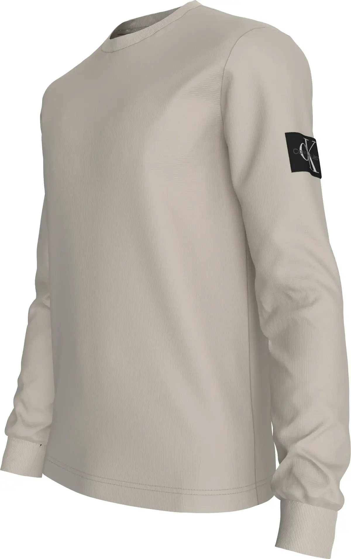 Calvin Klein BADGE WAFFLE LS TEE, PDH Krem Erkek T-Shirt & Polo