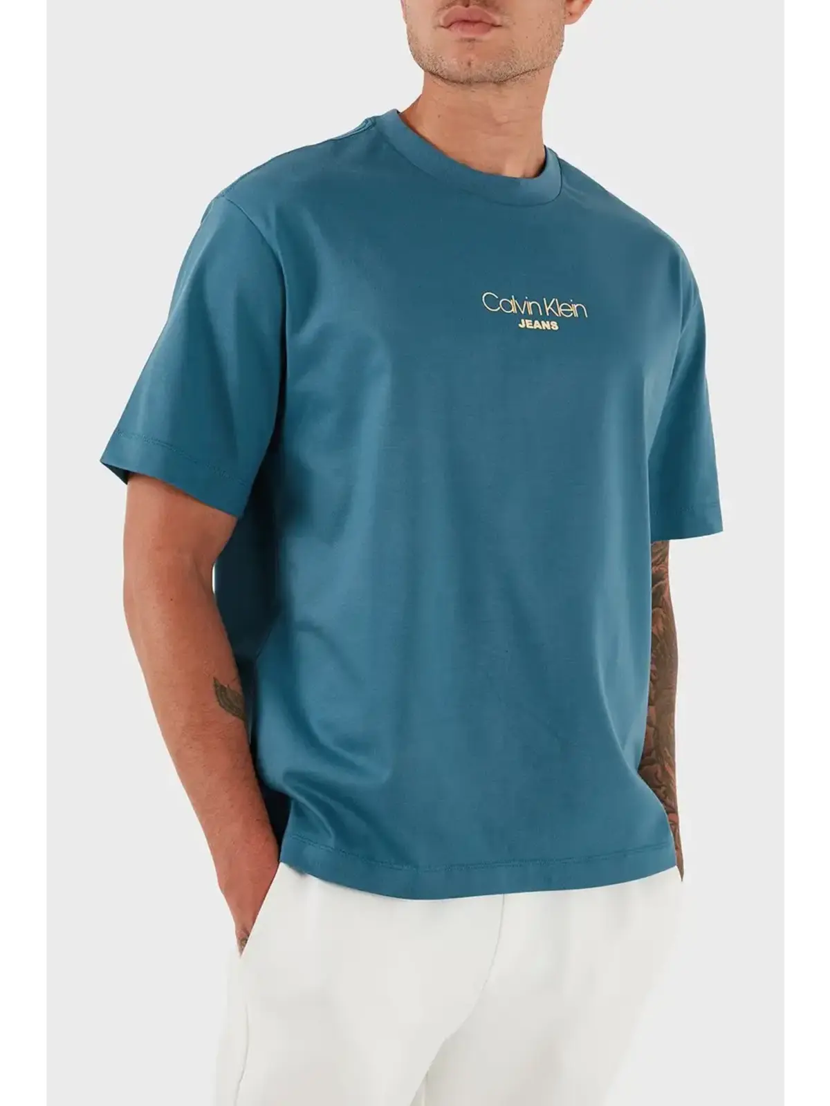 Calvin Klein SS 16S RLXD FIT CKJ GRAPHIC TEE Mavi Erkek Tişört