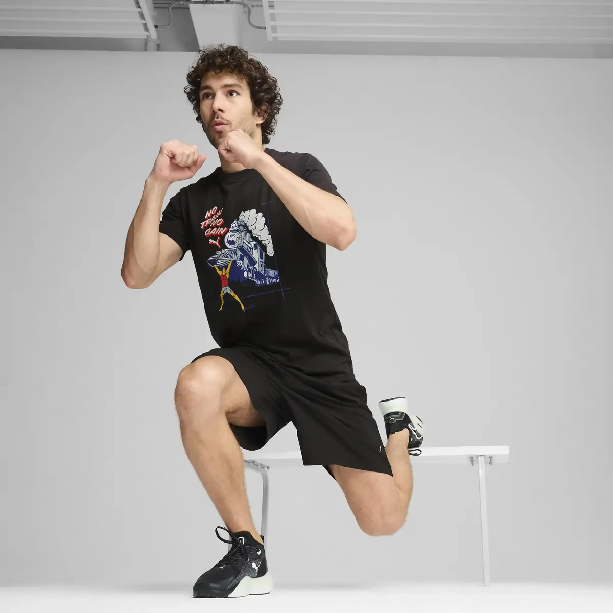 Puma Mens No Train No Gain Tee Siyah Erkek T-Shirt
