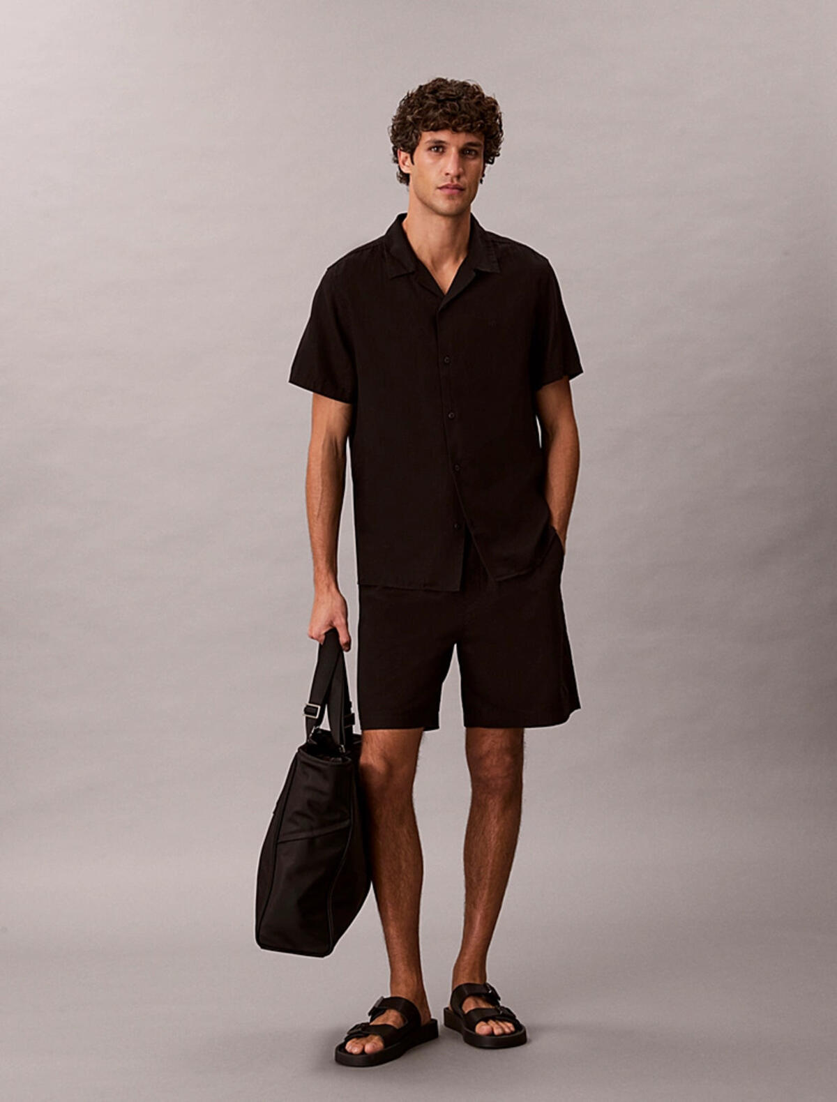 Calvin Klein SS CAMP COLLAR SOLID, UB1, S Siyah Erkek Gömlek