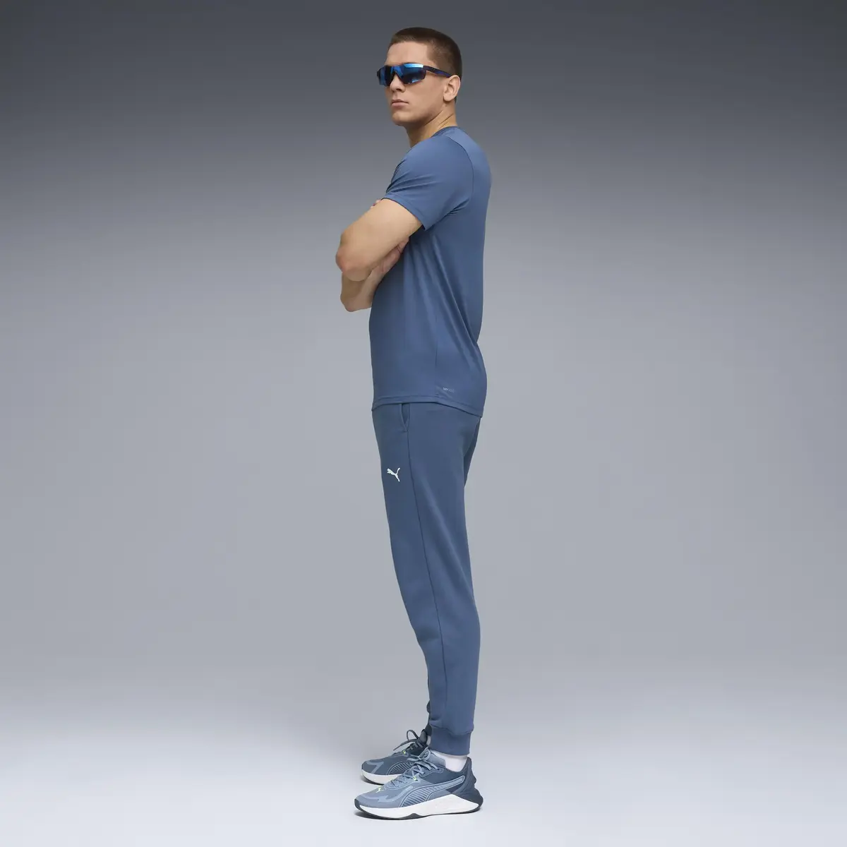 Puma M TAD ESS SOLID CAT TEE LC Mavi Erkek T-Shirt