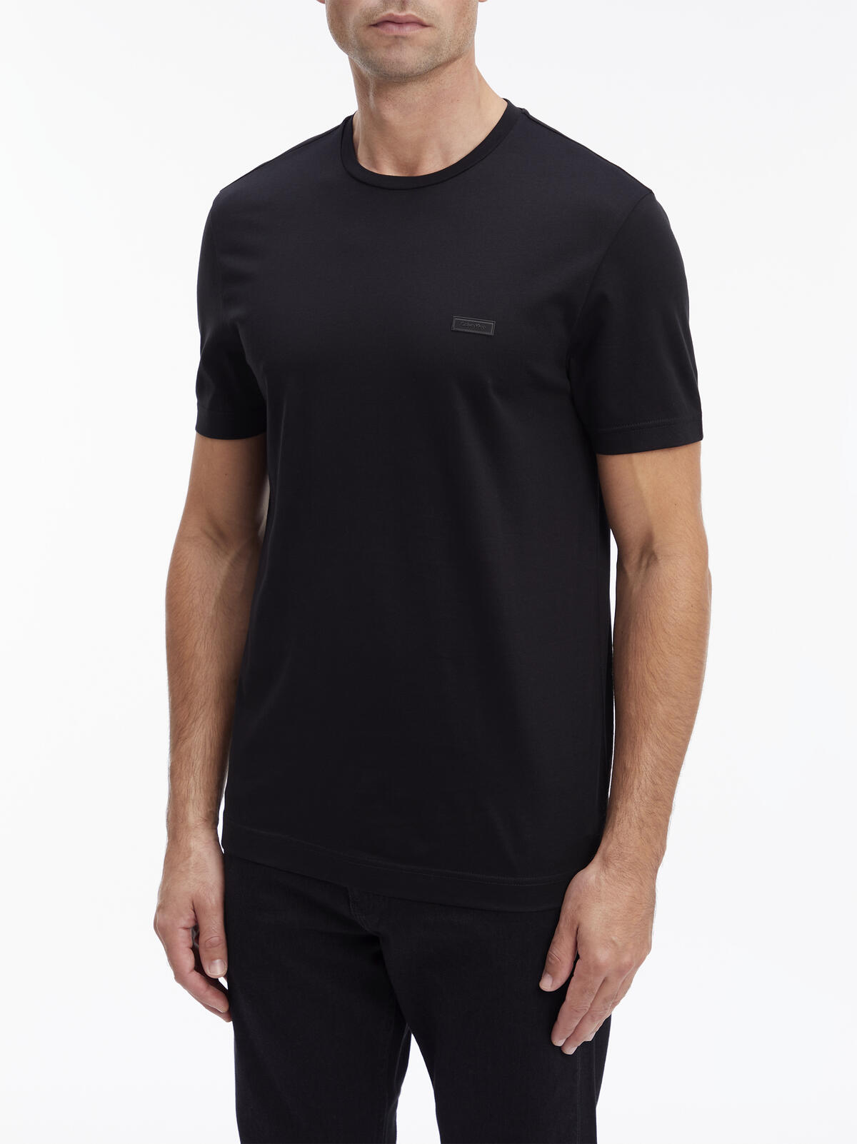 Calvin Klein MERCERIZED COTTON T- Erkek Siyah T-Shirt