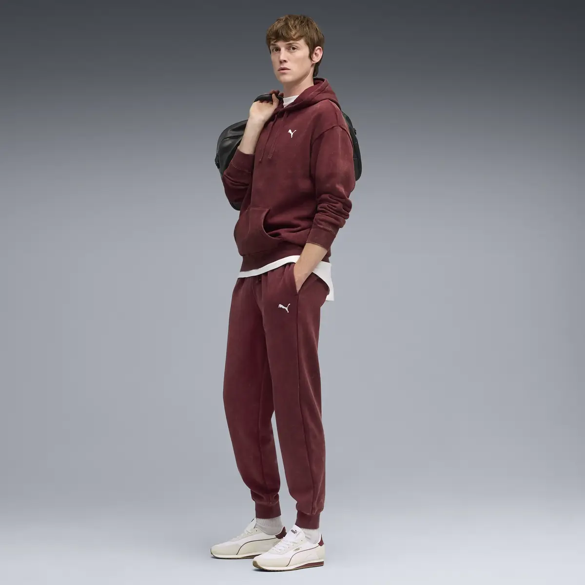 Puma  ESS ELEVATED Wash Hoodie Bordo Erkek Kapüşonlu Sweatshirt