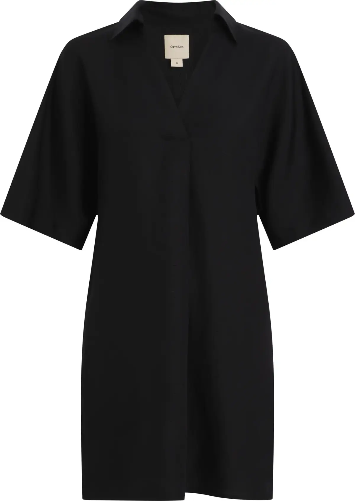 Calvin Klein LINEN BLEND HS SHIRT, BEH Siyah Kadın Elbise-Etek