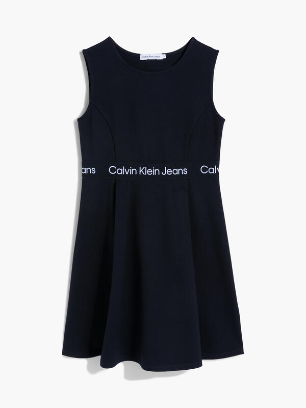 Calvin Klein LOGO TAPE PUNTO SLEE Kadın Siyah Elbise