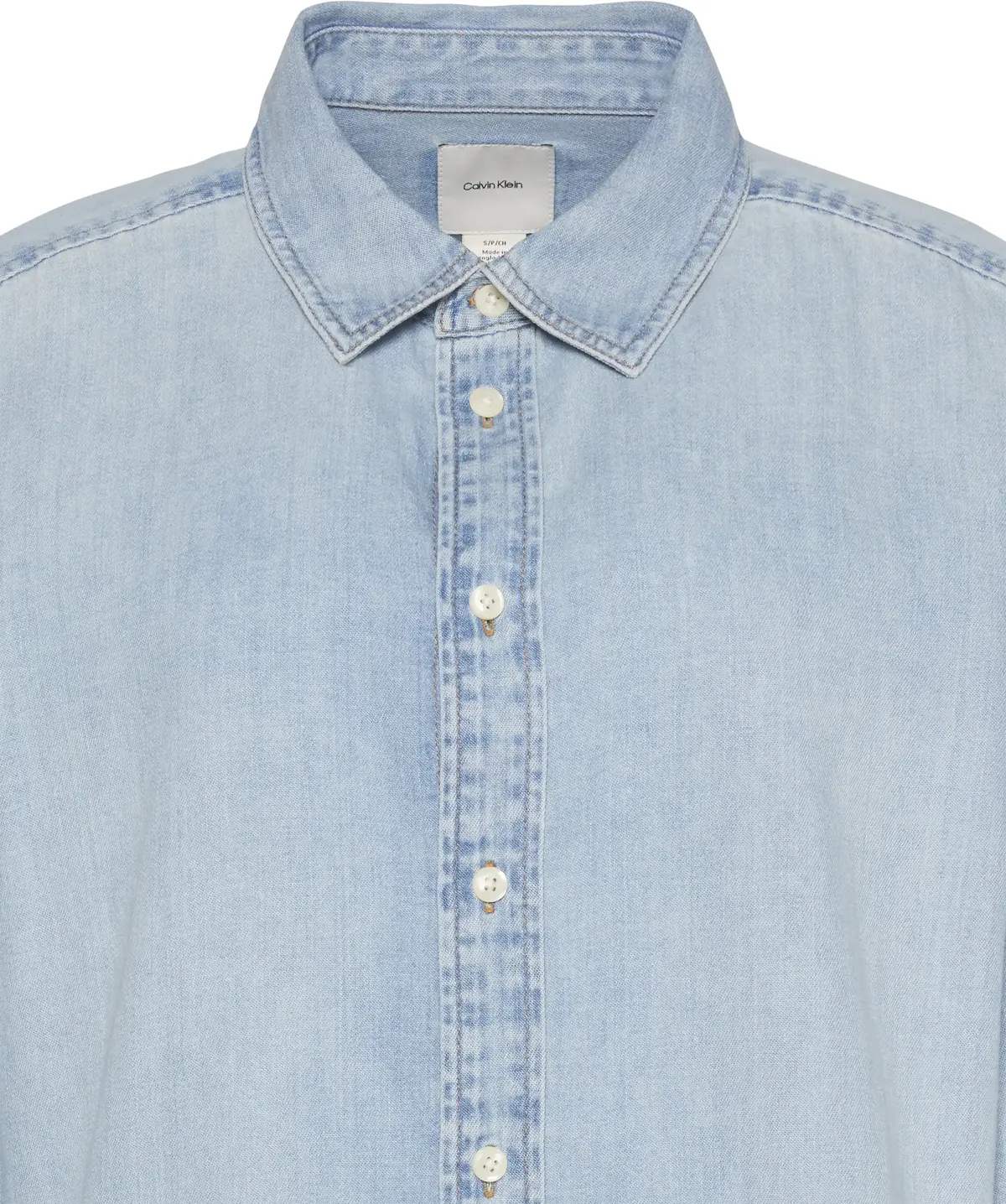 Calvin Klein CROPPED LS SHIRT BRIGHTON BLUE Kadın Mavi Kot Gömlek