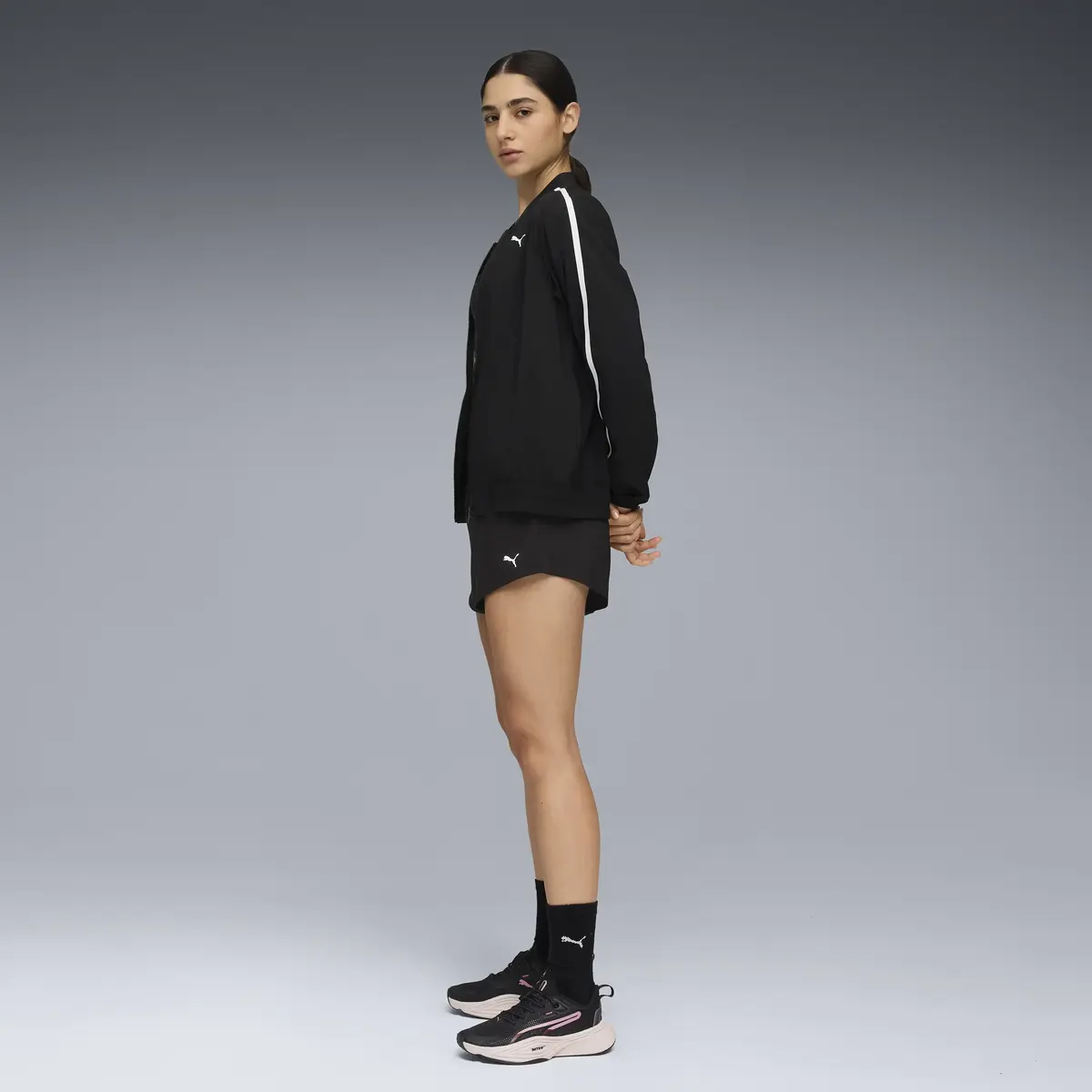 Puma W FLORAL RIBBON WOVEN SHORT Siyah Kadın Şort