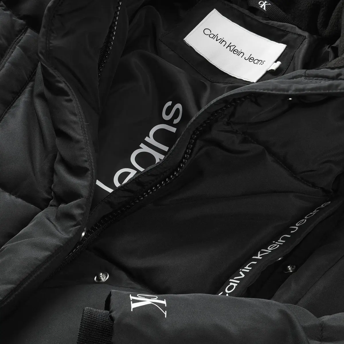 Calvin Klein LONG QUILTED PUFFER Kadın Siyah Şişme Mont