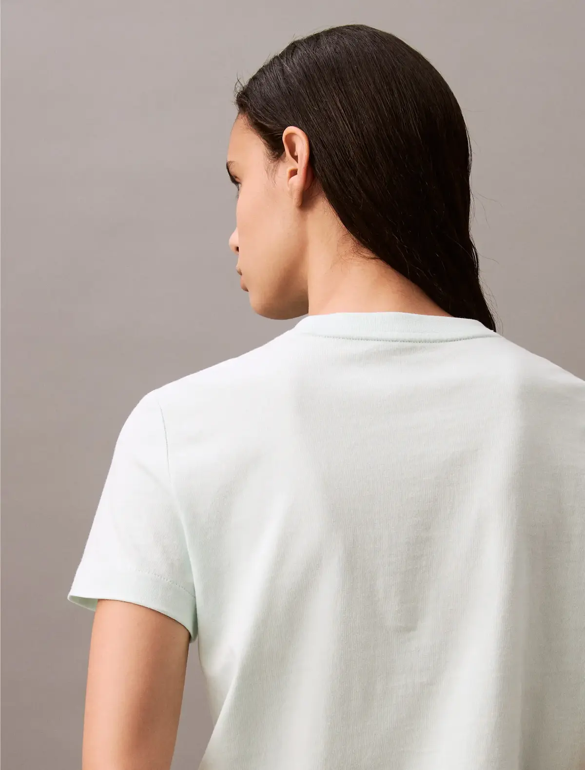 Calvin Klein SS FLOCKED LOGO CN T, VWD Mavi Kadın T-Shirt & Polo