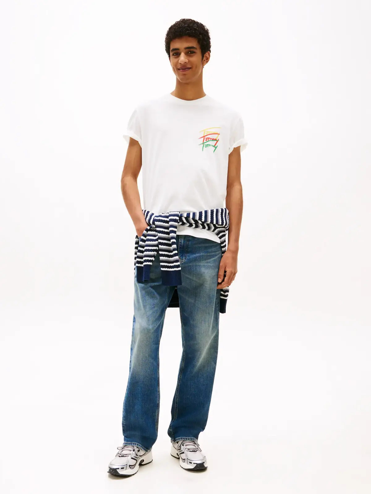 Tommy Hilfiger TJM REG TWISTED SIGN, YBL Beyaz Erkek T-Shirt & Polo